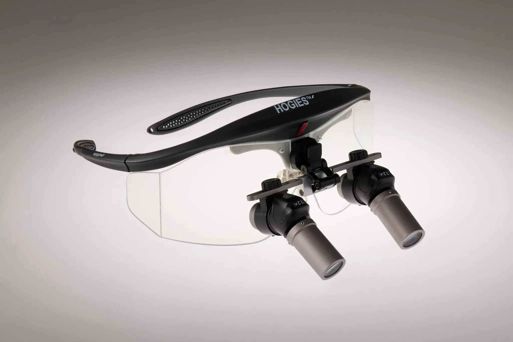 ErgoPath ergonomic dental loupes with light, front three-quarter view