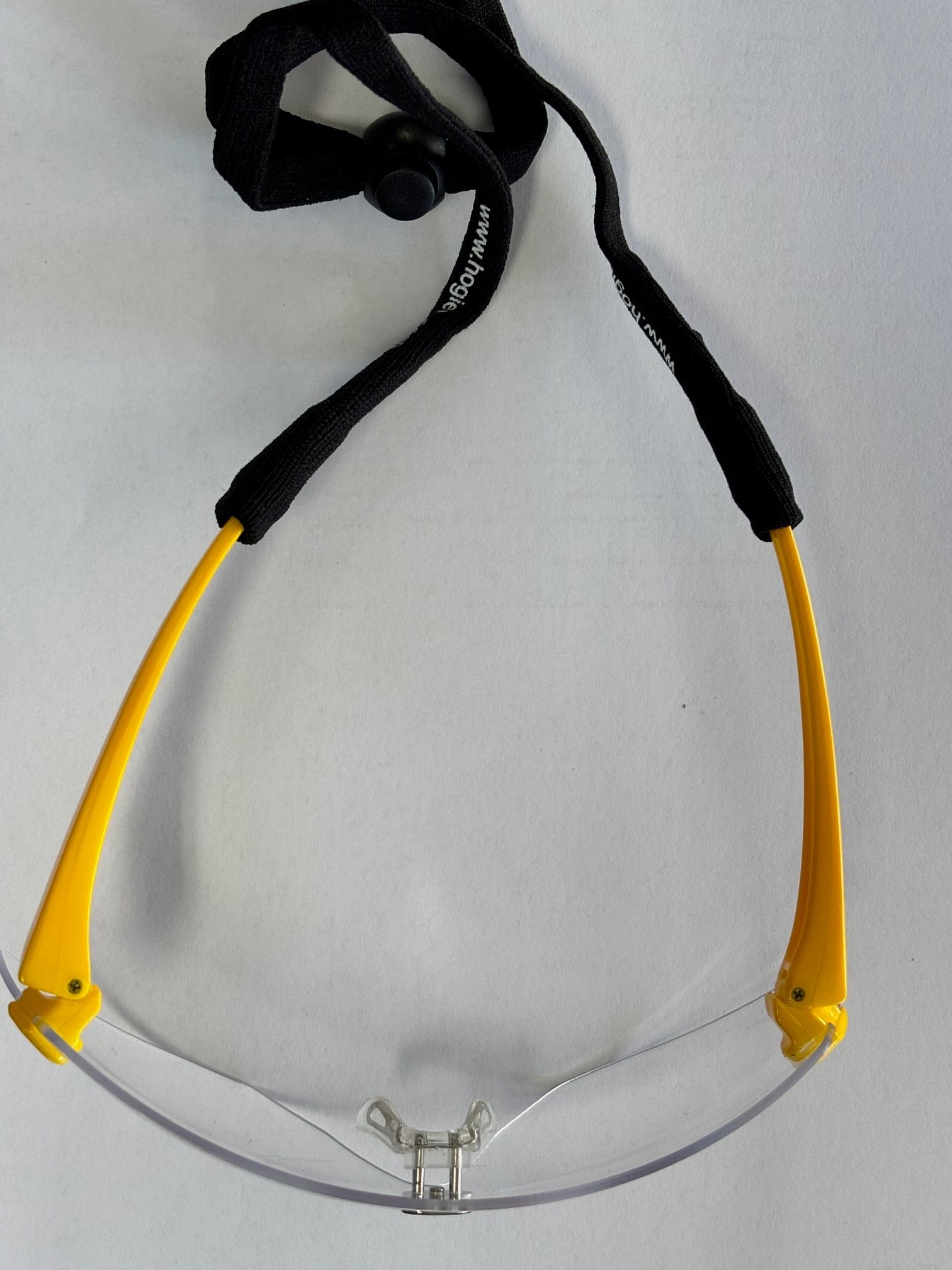 Hogies Glove Cord attached to safety glasses