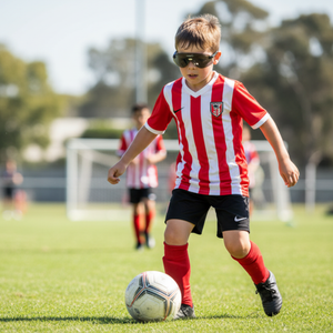 Boy wearing Hogies EyeGuard Sports Glasses – Micro Kids/Small Adult Size