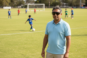 Man wearing Hogies EyeGuard Sports Glasses Macro Large/Wide Adult Size